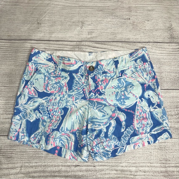 Lilly Pulitzer Callahan Women’s 6 Bay Blue Into The Deep Shorts - Picture 1 of 9